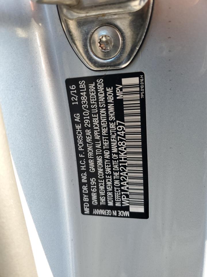 2017 Porsche Cayenne VIN WP1AA2A21HKA87497 Copart auction photo, front end / side damage thumbnail 16