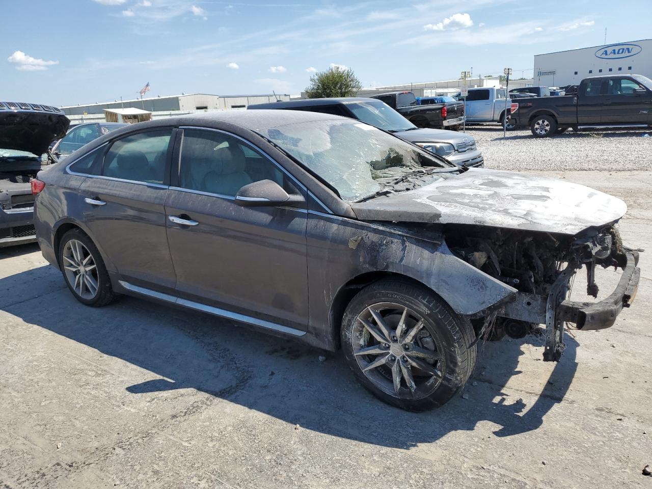 2015 Hyundai Sonata VIN 5NPE34AB9FH101330 Copart auction photo, burn - engine damage thumbnail 4