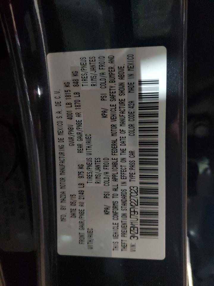 2015 Mazda 3 VIN 3MZBM1U79FM227023 Copart auction photo, front end / side damage thumbnail 12