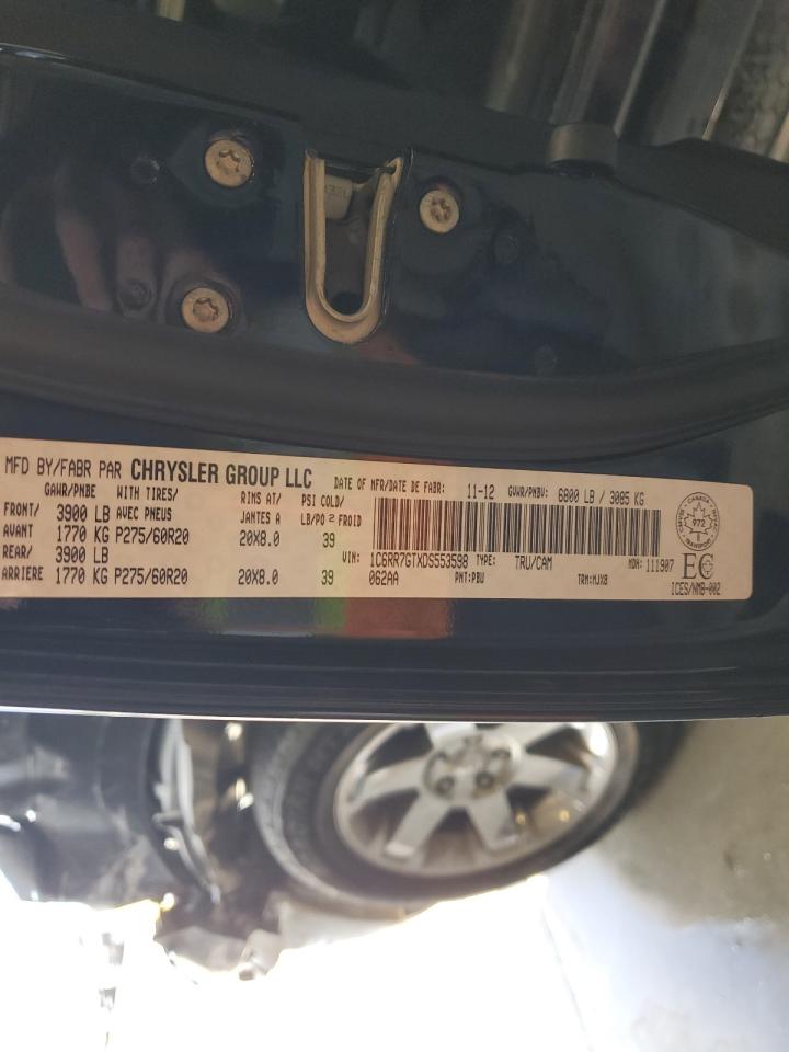 2013 RAM 1500 VIN 1C6RR7GTXDS553598 Copart auction photo, front end / side damage thumbnail 12