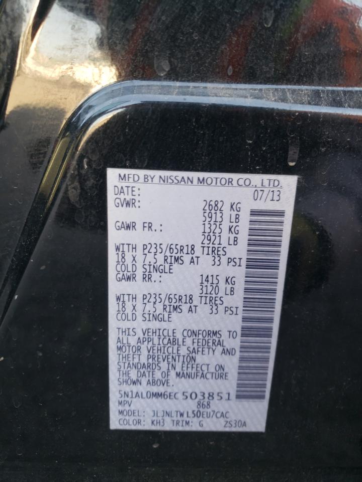2014 Infiniti QX60 VIN 5N1AL0MM6EC503851 Copart auction photo, front end damage thumbnail 13