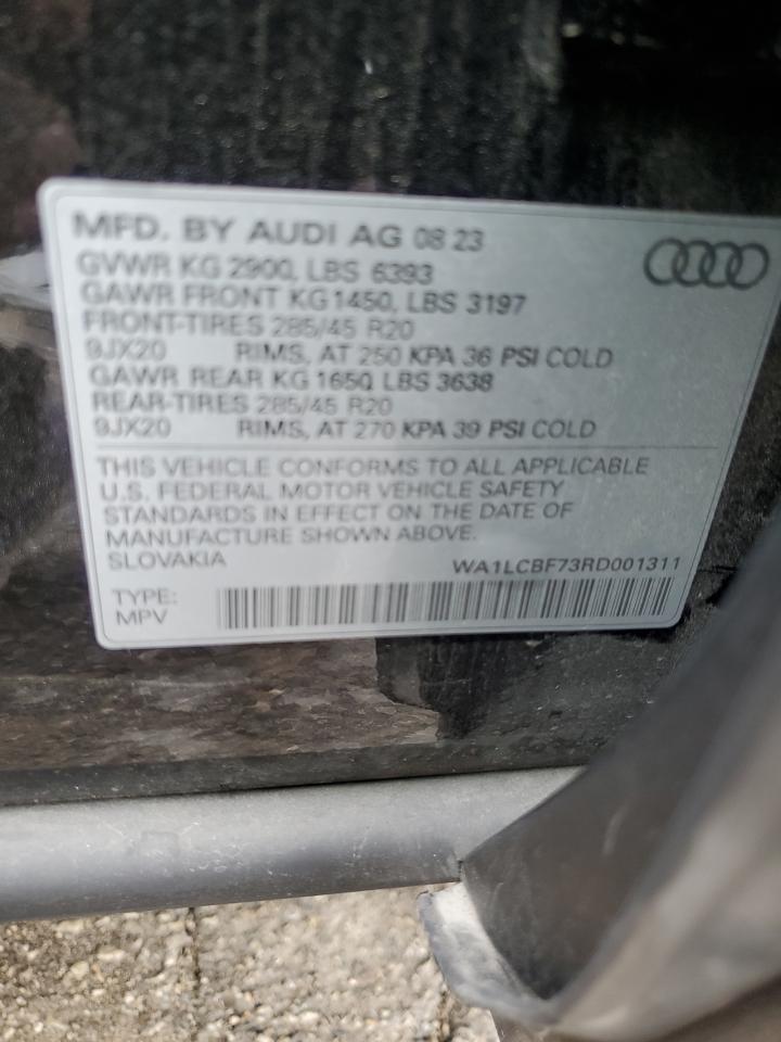 2024 Audi Q7 VIN WA1LCBF73RD001311 Copart auction photo, all over damage thumbnail 13