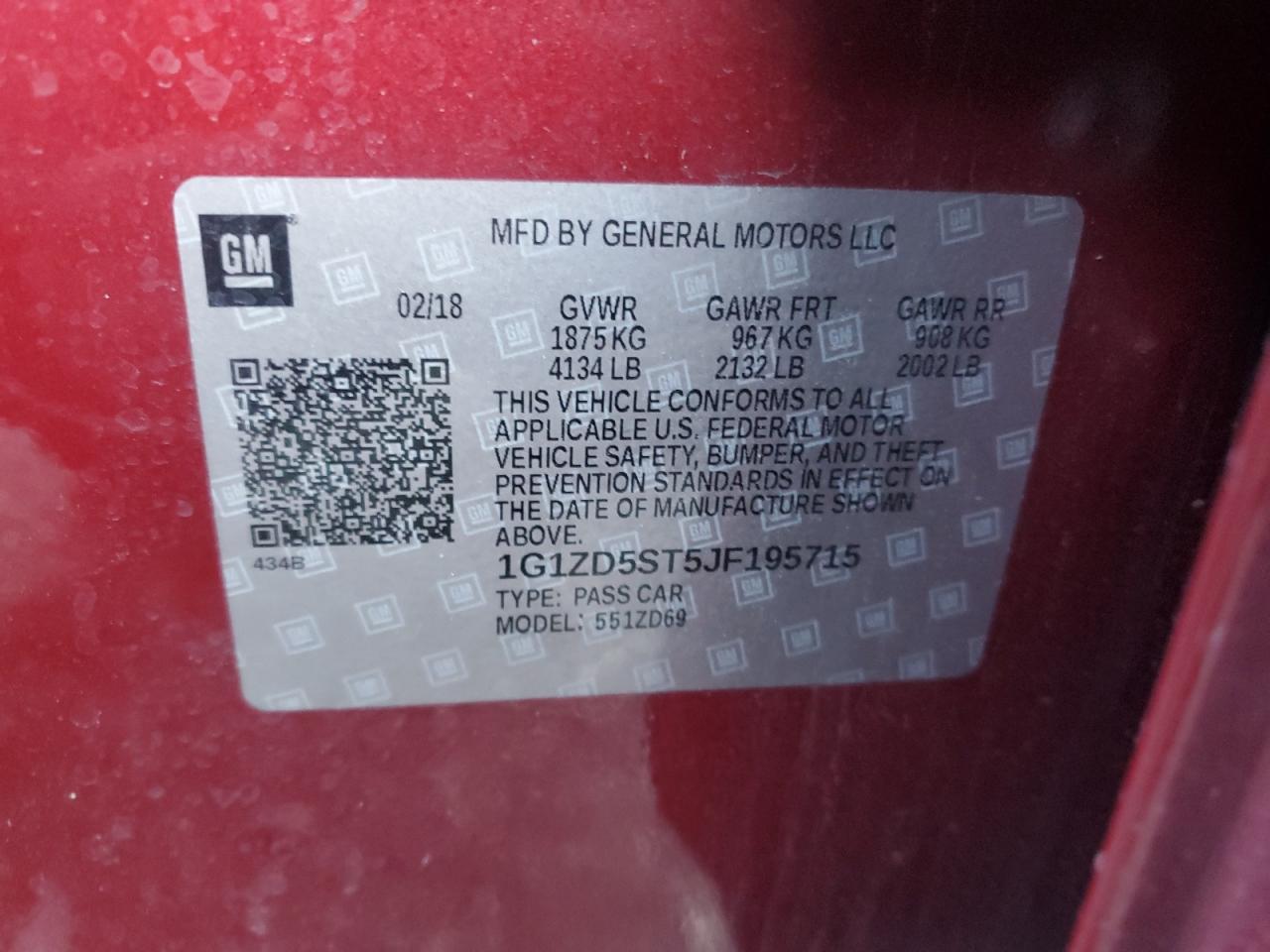 2018 Chevrolet Malibu VIN 1G1ZD5ST5JF195715 Copart auction photo, front end damage thumbnail 13