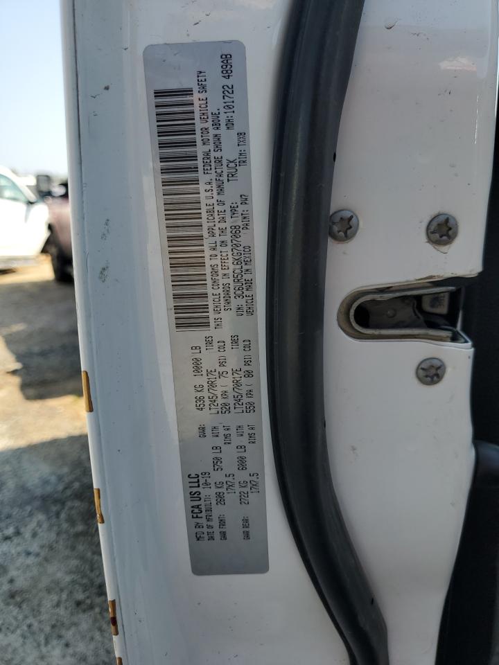 2019 RAM 2500 VIN 3C6UR5CL6KG707068 Copart auction photo, front end damage thumbnail 12