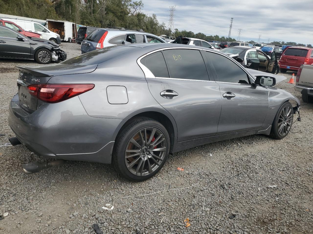 2018 Infiniti Q50 VIN JN1FV7AR7JM481542 Copart auction photo, front end / side damage thumbnail 3