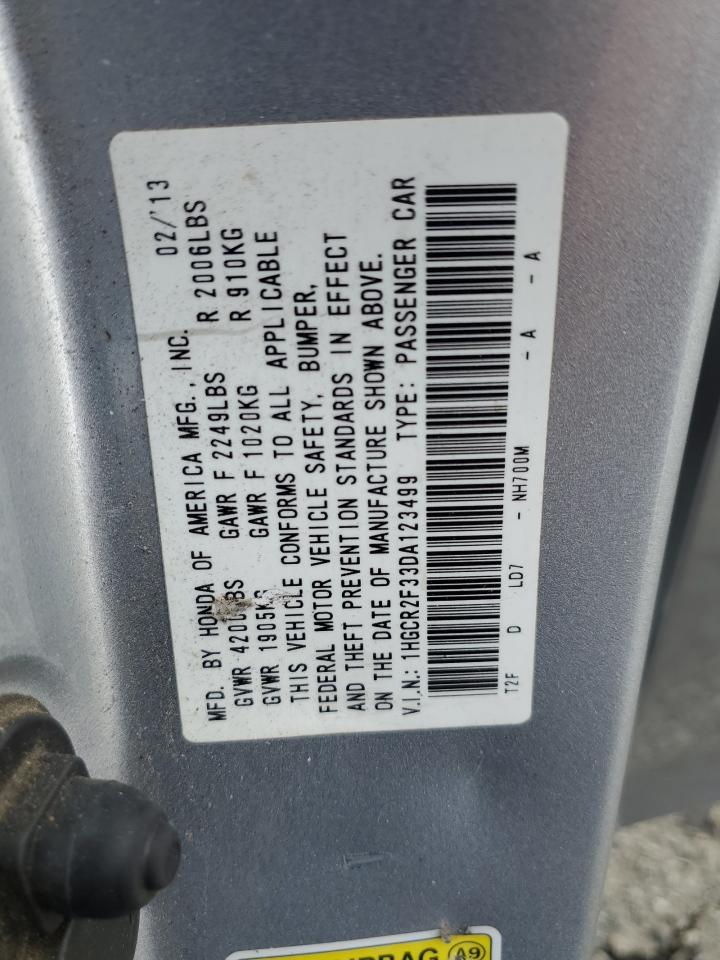 2013 Honda Accord VIN 1HGCR2F33DA123499 Copart auction photo, front end / rear end damage thumbnail 13
