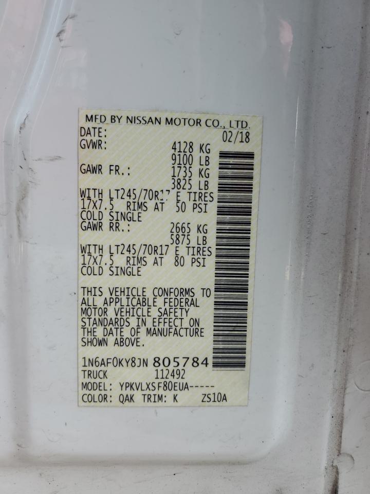2018 Nissan NV VIN 1N6AF0KY8JN805784 Copart auction photo, side / rear end damage thumbnail 12