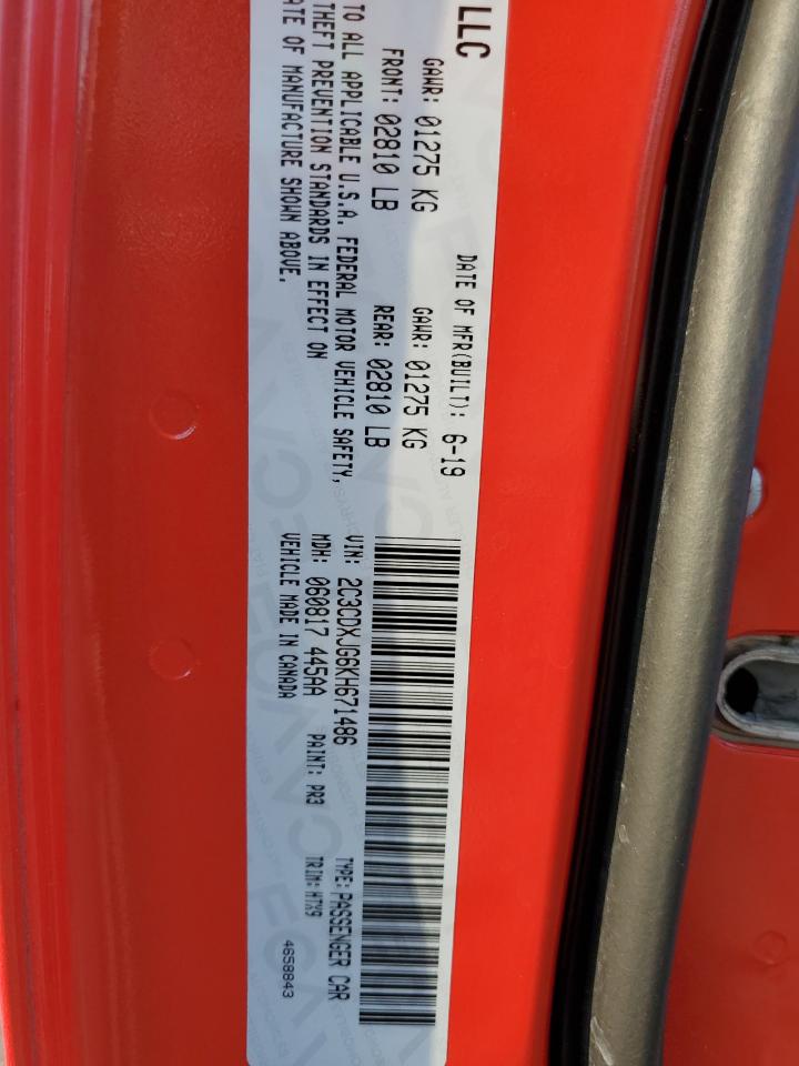 2019 Dodge Charger VIN 2C3CDXJG6KH671486 Copart auction photo, rear end / undercarriage damage thumbnail 14