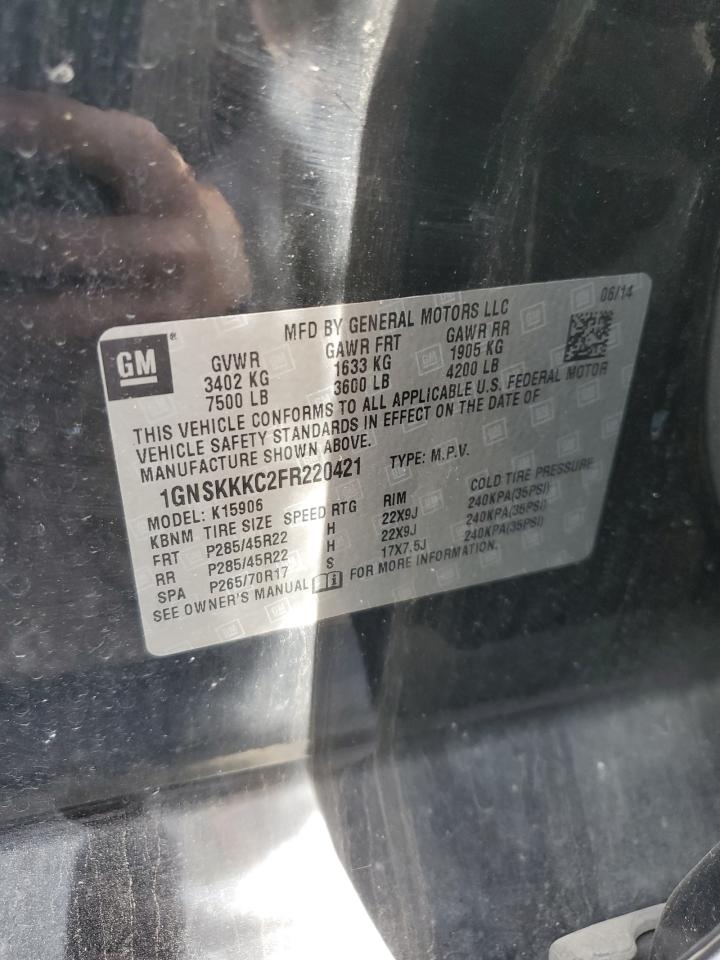 2015 Chevrolet Suburban VIN 1GNSKKKC2FR220421 Copart auction photo, mechanical damage thumbnail 13