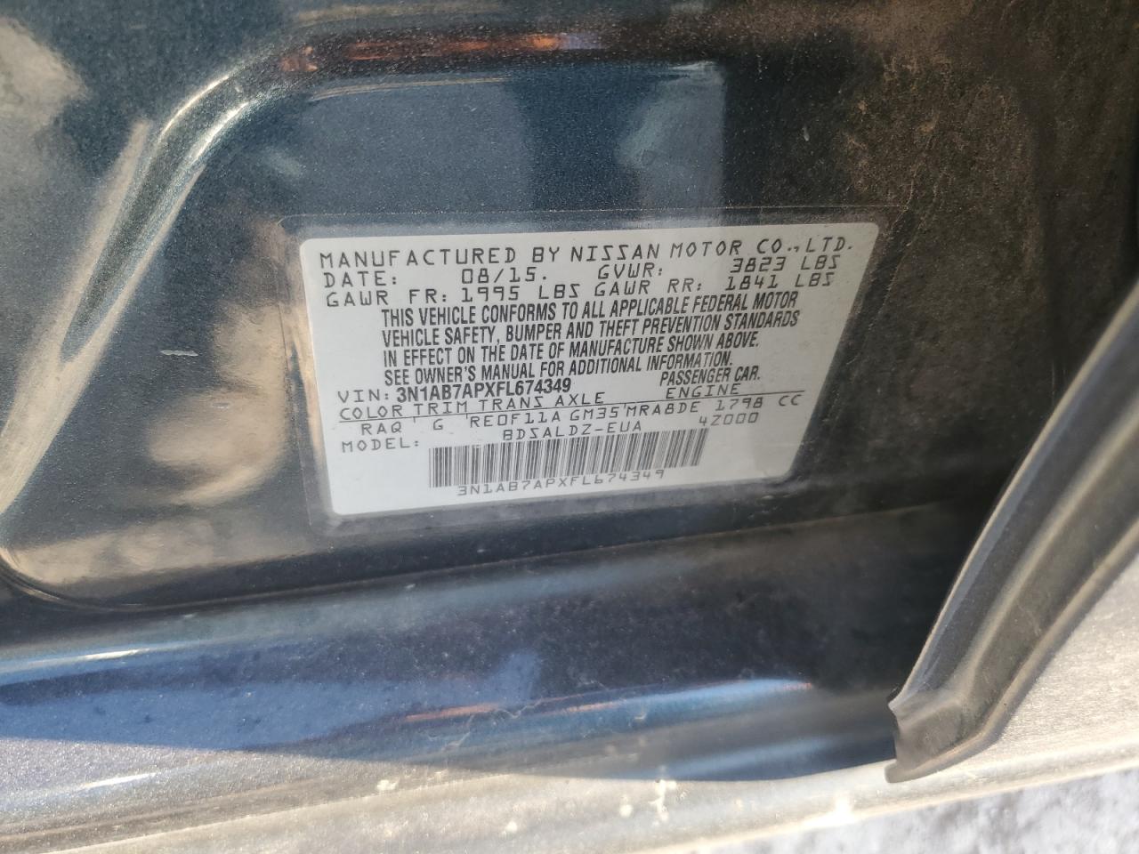 2015 Nissan Sentra VIN 3N1AB7APXFL674349 Copart auction photo, front end damage thumbnail 12
