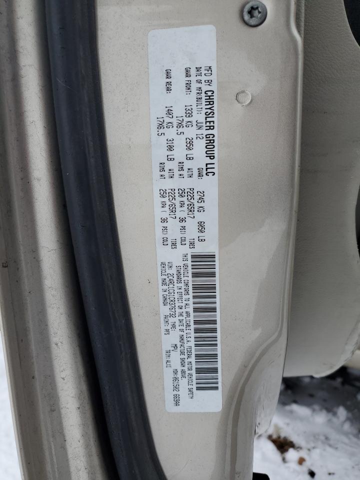 2012 Chrysler Town & Country VIN 2C4RC1CG1CR376732 Copart auction photo, front end damage thumbnail 13