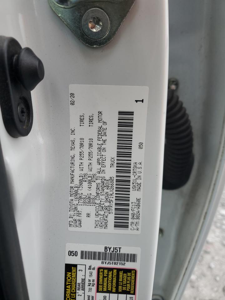 2020 Toyota Tundra VIN 5TFRY5F19LX266805 Copart auction photo, all over damage thumbnail 14