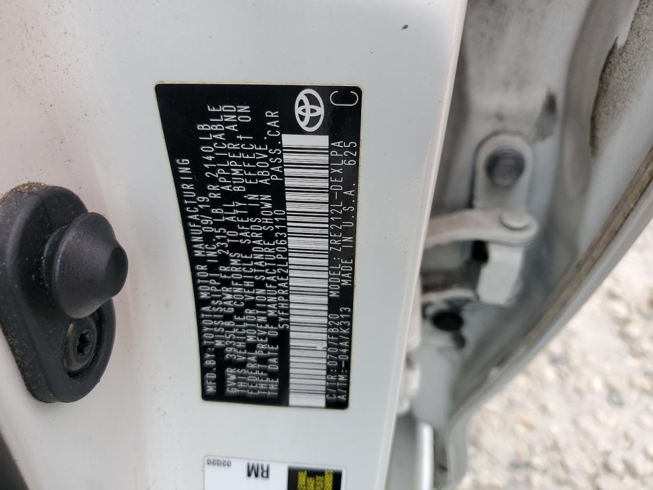 2020 Toyota Corolla VIN 5YFHPRAE2LP063110 Copart auction photo, front end / undercarriage damage thumbnail 13