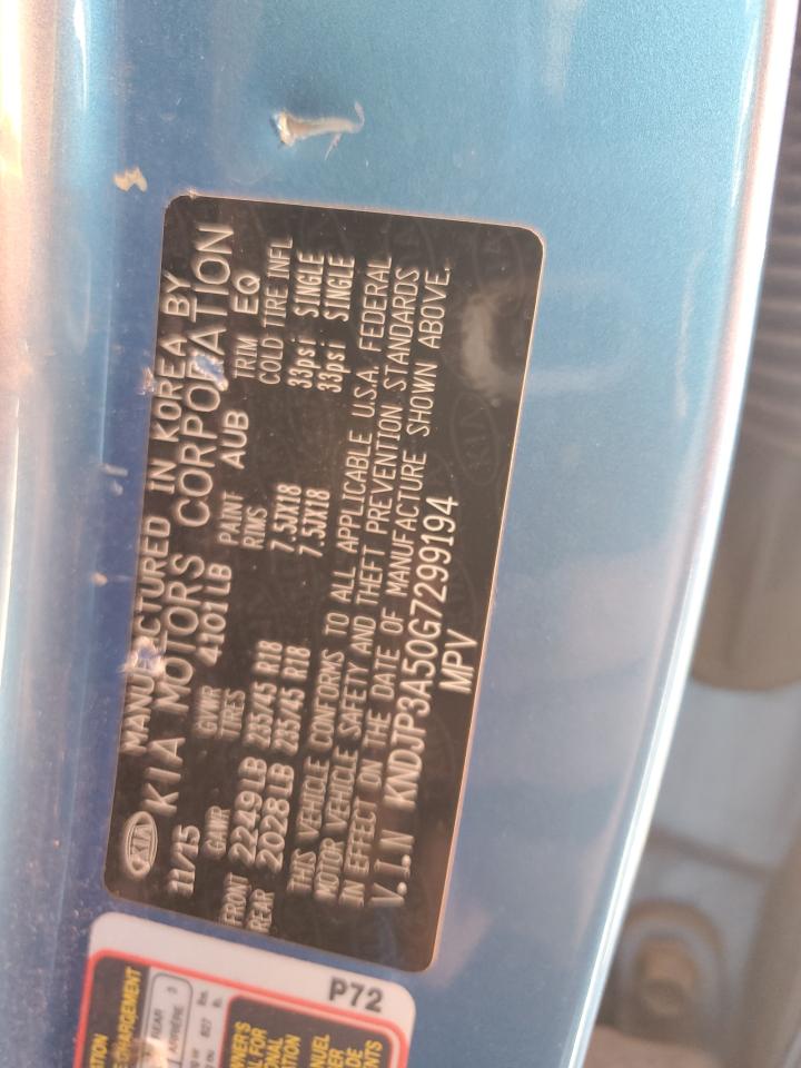 2016 KIA Soul VIN KNDJP3A50G7299194 Copart auction photo, vandalism damage thumbnail 12