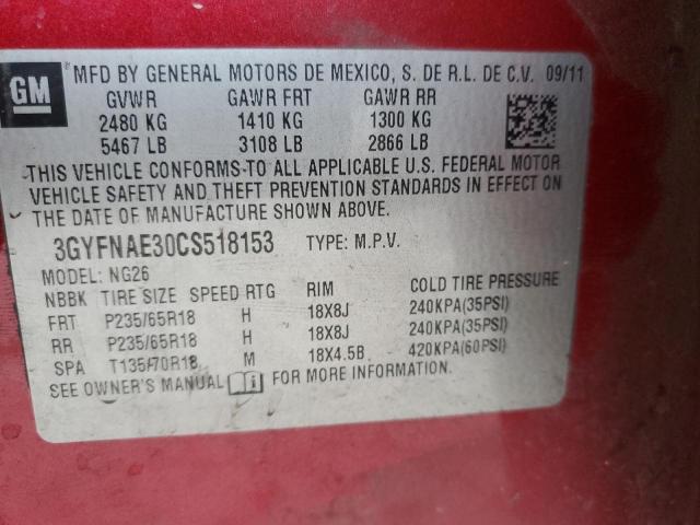 2012 Cadillac SRX VIN 3GYFNAE30CS518153 Copart auction photo, front end / minor dent/scratches damage thumbnail 12