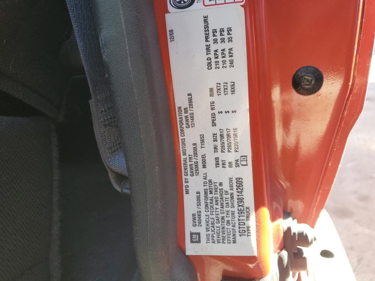 2009 GMC Canyon VIN 1GTDT19EX98142609 Copart auction photo, rear end damage thumbnail 15