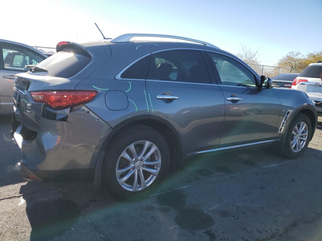 2016 Infiniti QX70 VIN JN8CS1MW9GM750709 Copart auction photo, rear end damage thumbnail 3