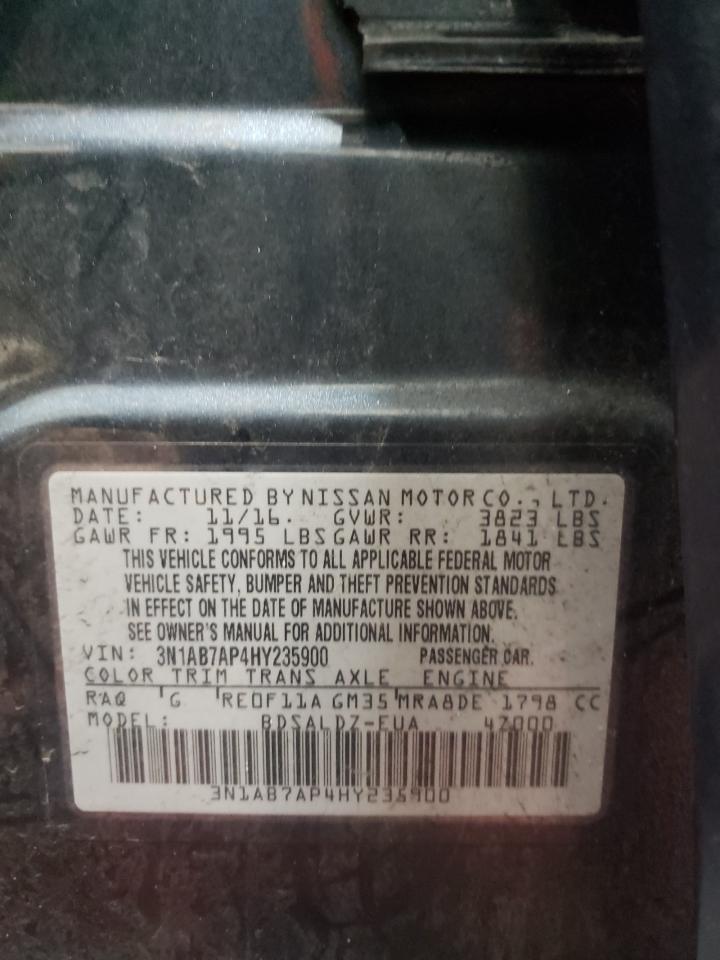 2017 Nissan Sentra VIN 3N1AB7AP4HY235900 Copart auction photo, front end damage thumbnail 13
