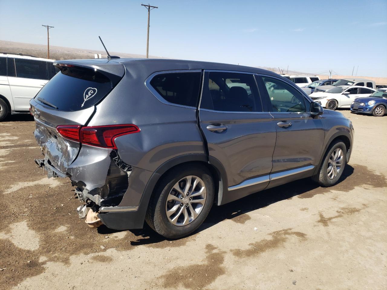 2019 Hyundai Santa Fe VIN 5NMS23AD9KH055913 Copart auction photo, rear end damage thumbnail 3