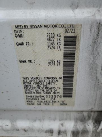 2021 Nissan Leaf VIN 1N4BZ1BV3MC553376 Copart auction photo, rear end damage thumbnail 12