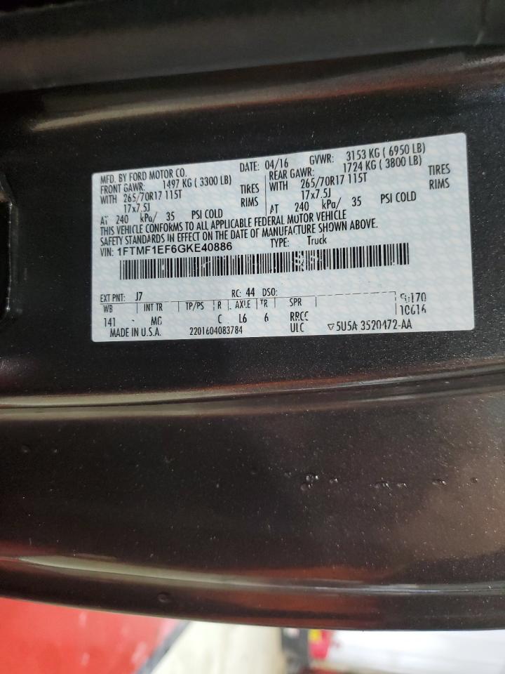 2016 Ford F-150 VIN 1FTMF1EF6GKE40886 Copart auction photo, front end damage thumbnail 13
