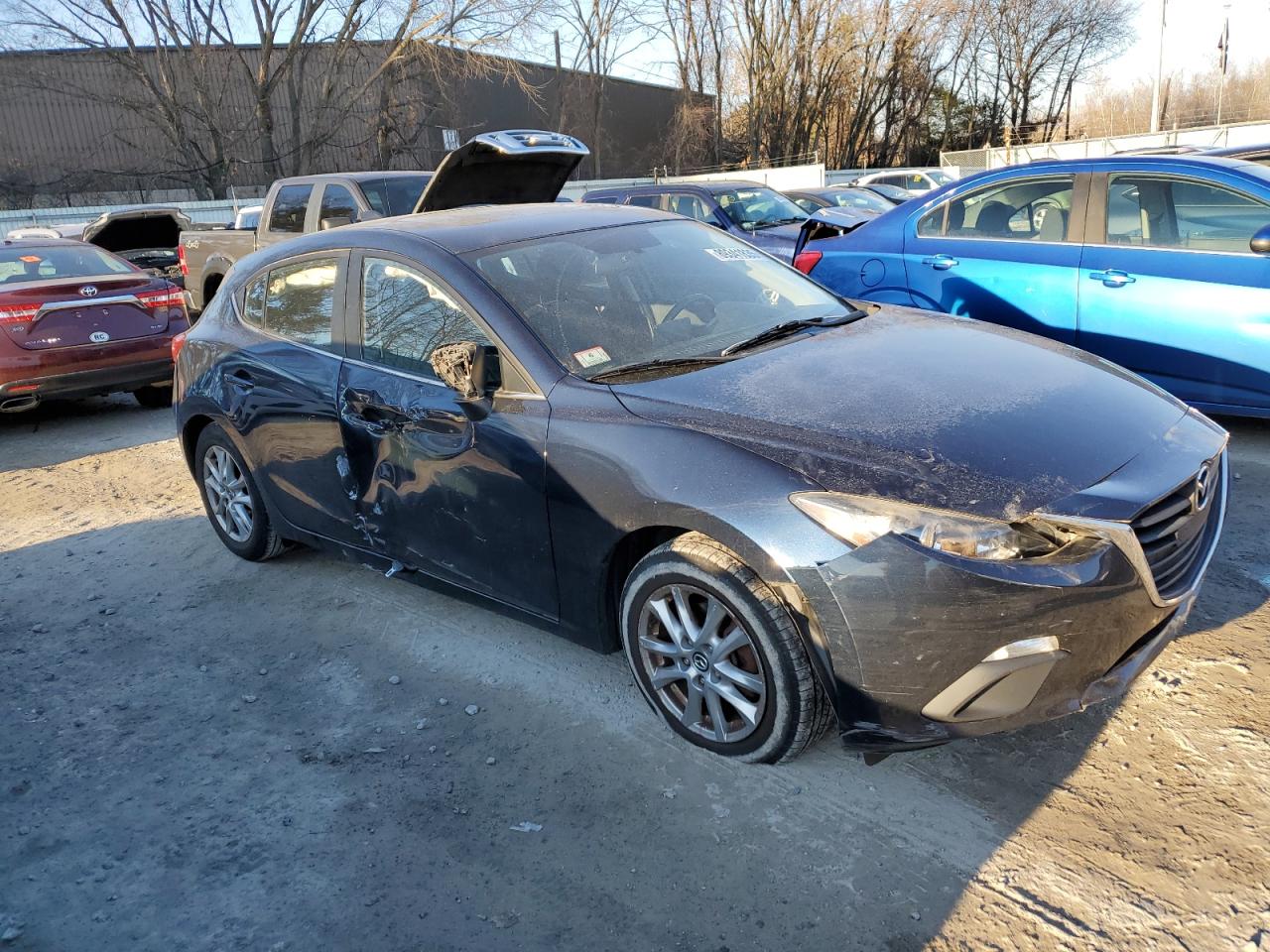 2014 Mazda 3 VIN JM1BM1M70E1131859 Copart auction photo, side / front end damage thumbnail 4