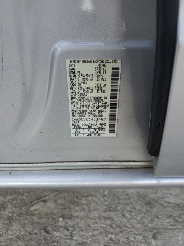 2007 Nissan Navara (Frontier) VIN 1N6AD07U57C453487 Copart auction photo, all over damage thumbnail 12