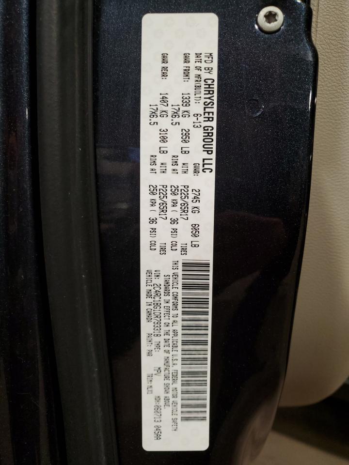 2013 Chrysler Town & Country VIN 2C4RC1BG1DR793318 Copart auction photo, front end / rear end damage thumbnail 13