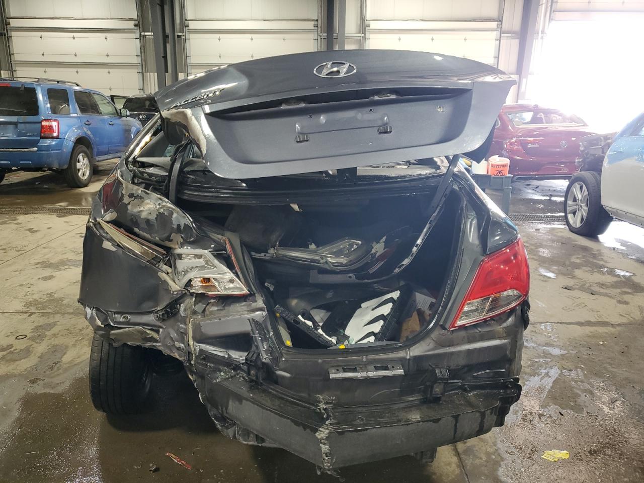 2015 Hyundai Accent VIN KMHCT4AE0FU883343 Copart auction photo, rear end / side damage thumbnail 6