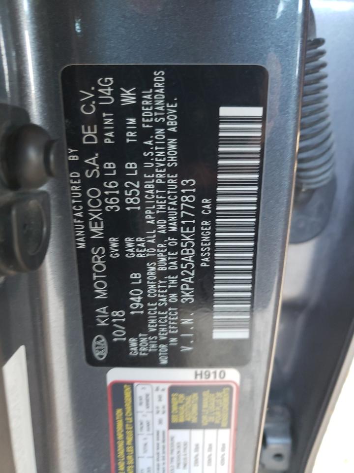 2019 KIA Rio VIN 3KPA25AB5KE177813 Copart auction photo, front end / rear end damage thumbnail 16