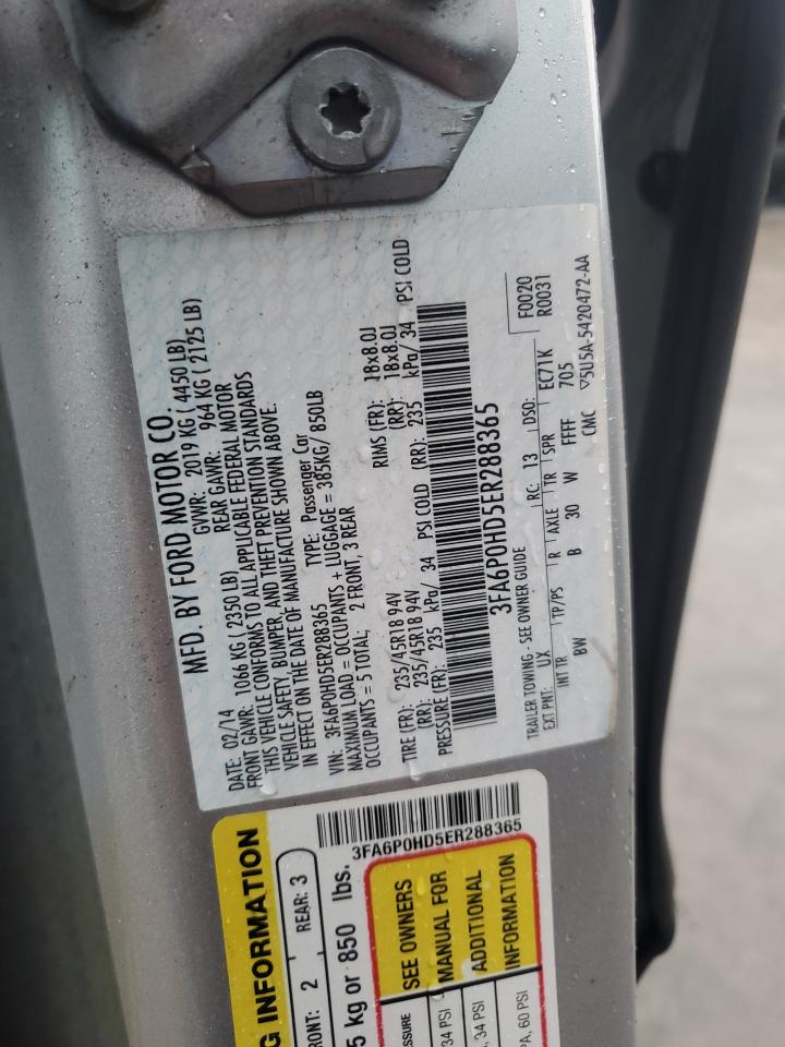 2014 Ford Fusion VIN 3FA6P0HD5ER288365 Copart auction photo, normal wear damage thumbnail 12