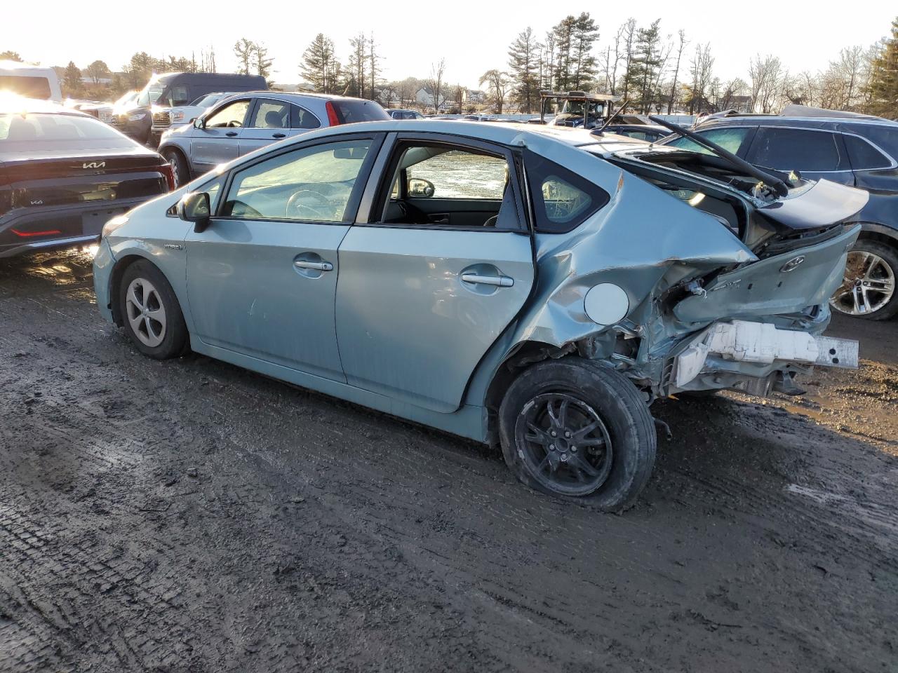 2014 Toyota Prius VIN JTDKN3DU3E1833060 Copart auction photo, rear end / side damage thumbnail 2