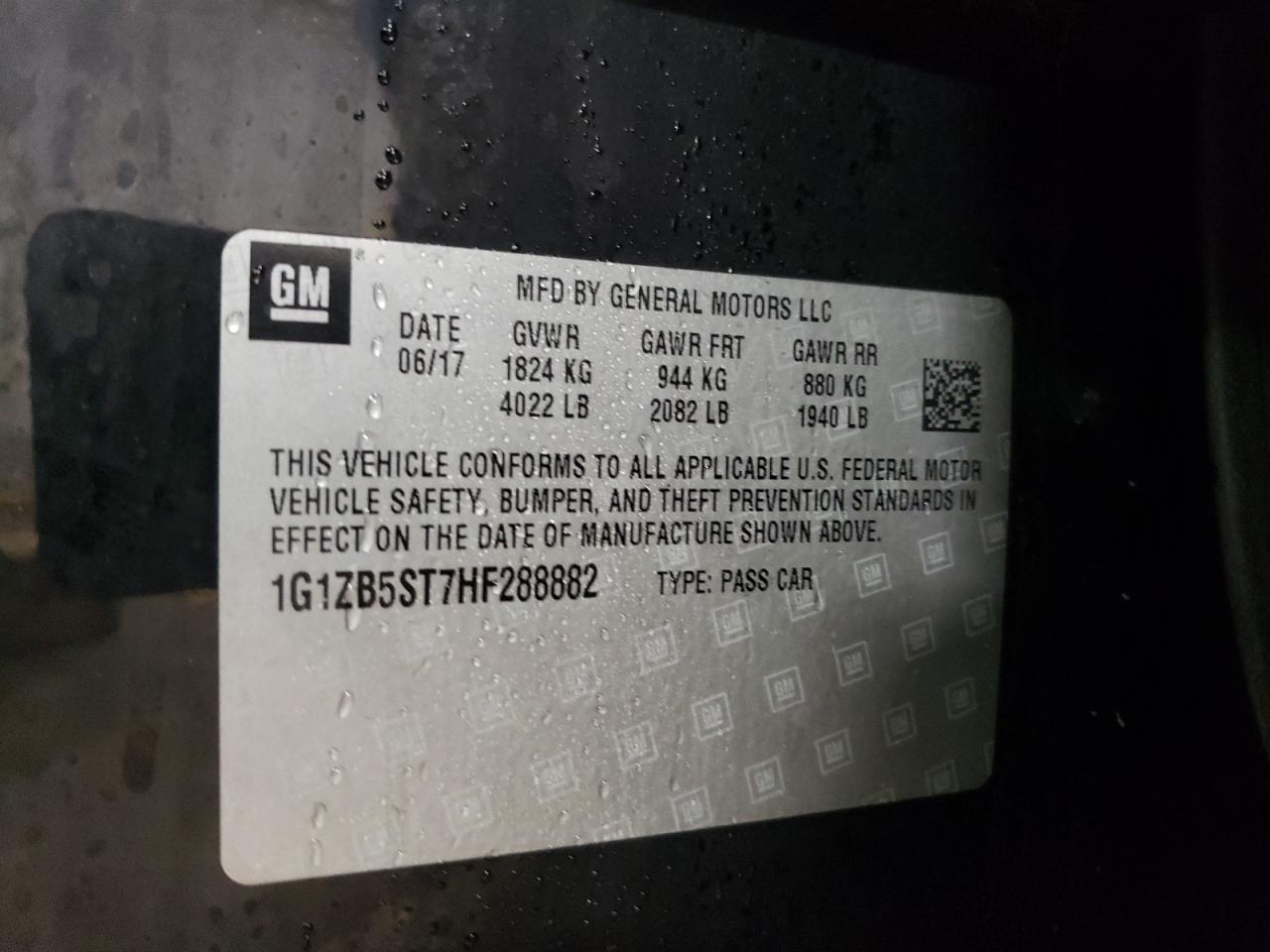 2017 Chevrolet Malibu VIN 1G1ZB5ST7HF288882 Copart auction photo, front end damage thumbnail 12