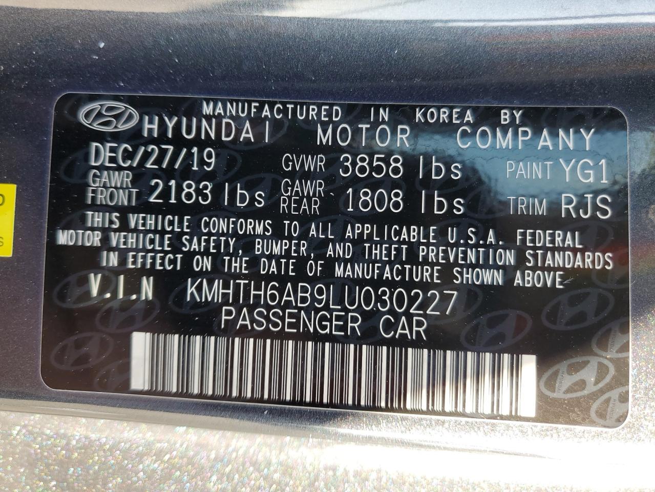 2020 Hyundai Veloster VIN KMHTH6AB9LU030227 Copart auction photo, rollover / all over damage thumbnail 14