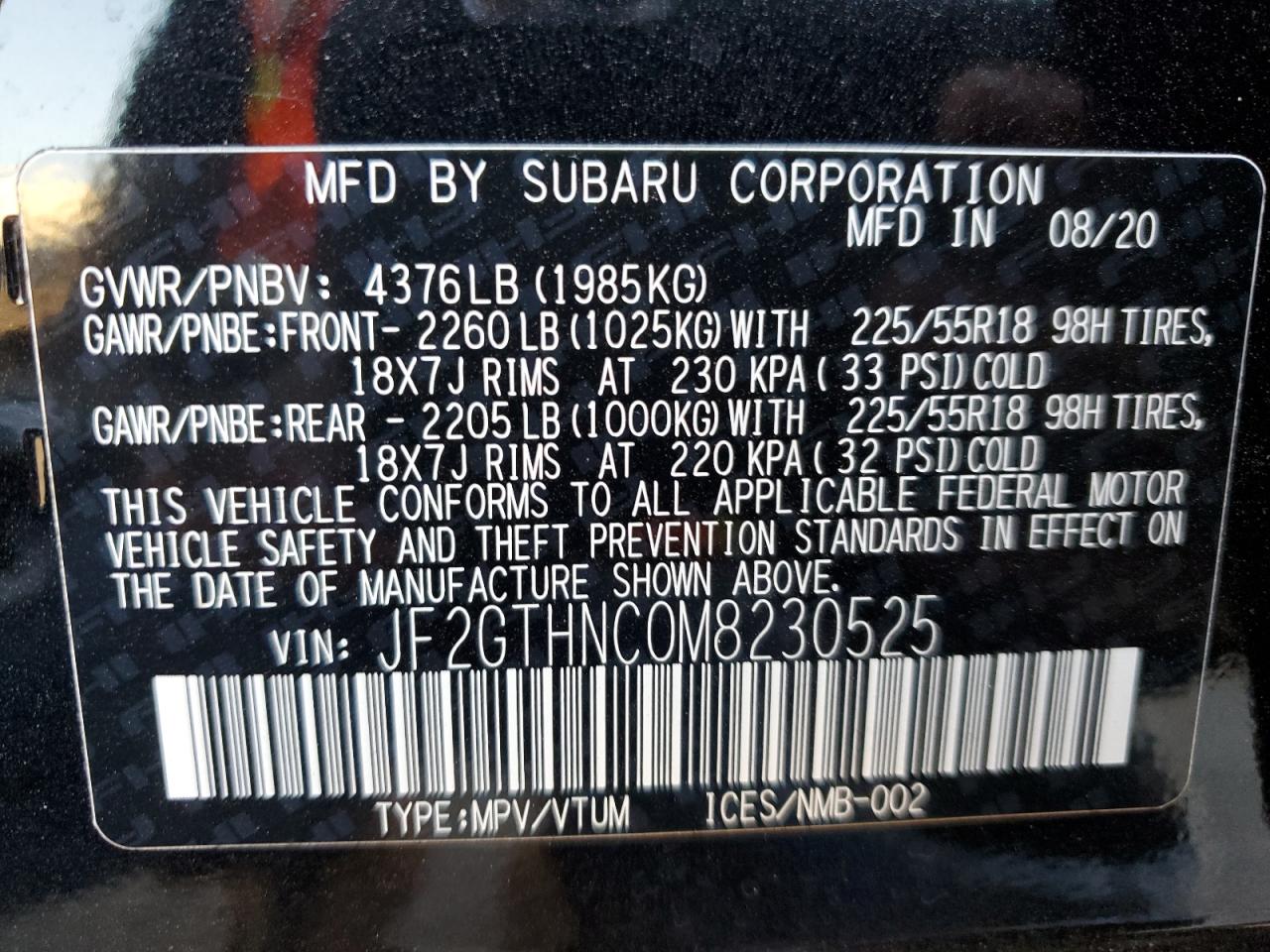 2021 Subaru XV VIN JF2GTHNC0M8230525 Copart auction photo, rollover damage thumbnail 13