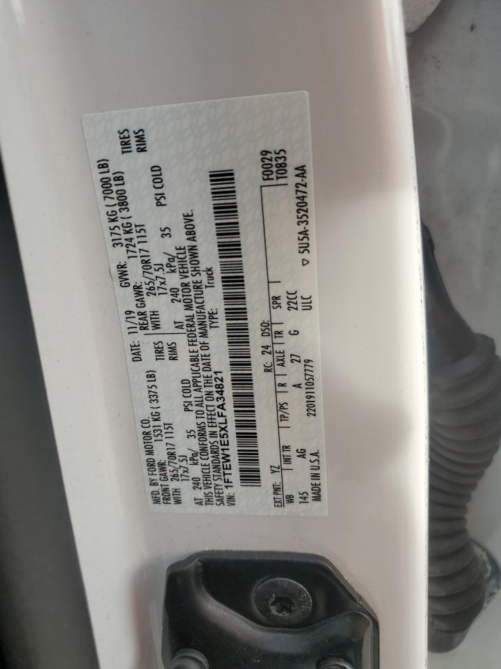 2020 Ford F-150 VIN 1FTEW1E5XLFA34821 Copart auction photo, front end / side damage thumbnail 13