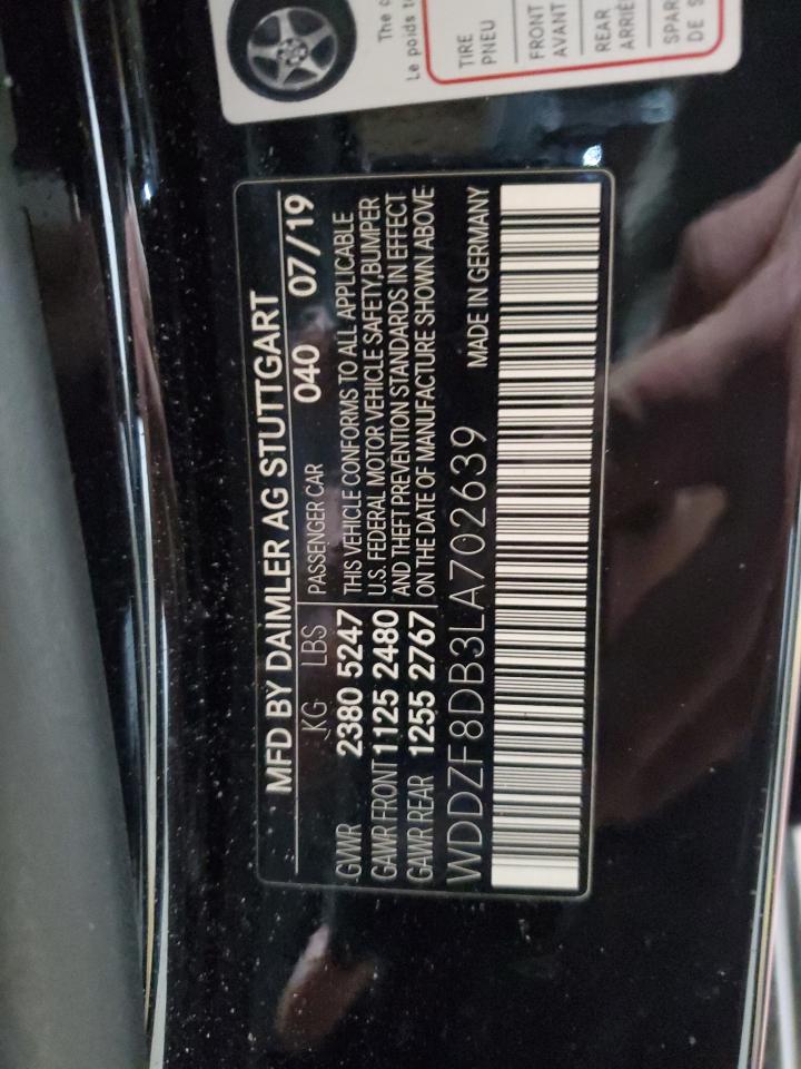 2020 Mercedes-Benz E-klasse VIN WDDZF8DB3LA702639 Copart auction photo, front end / minor dent/scratches damage thumbnail 12