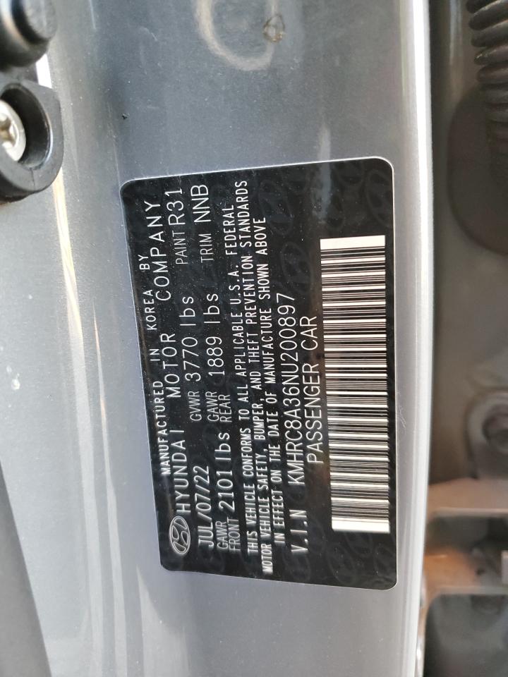 2022 Hyundai Venue VIN KMHRC8A36NU200897 Copart auction photo, mechanical damage thumbnail 13