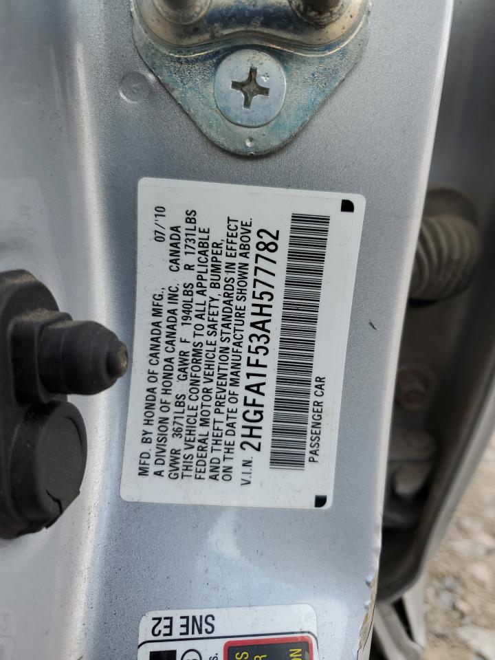 2010 Honda Civic VIN 2HGFA1F53AH577782 Copart auction photo, all over damage thumbnail 14