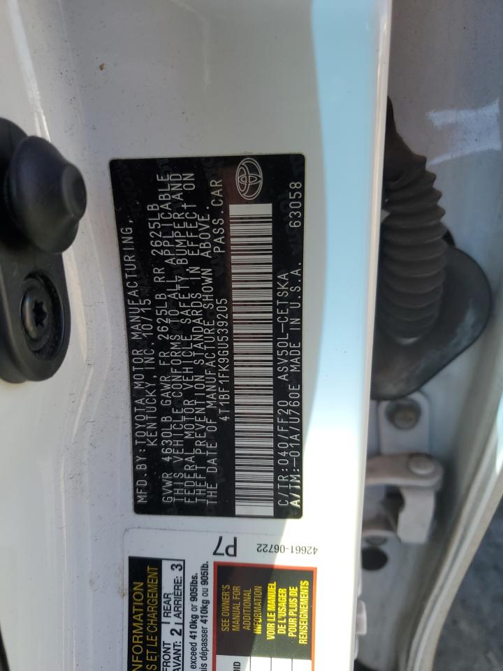 2016 Toyota Camry VIN 4T1BF1FK9GU539205 Copart auction photo, front end damage thumbnail 12