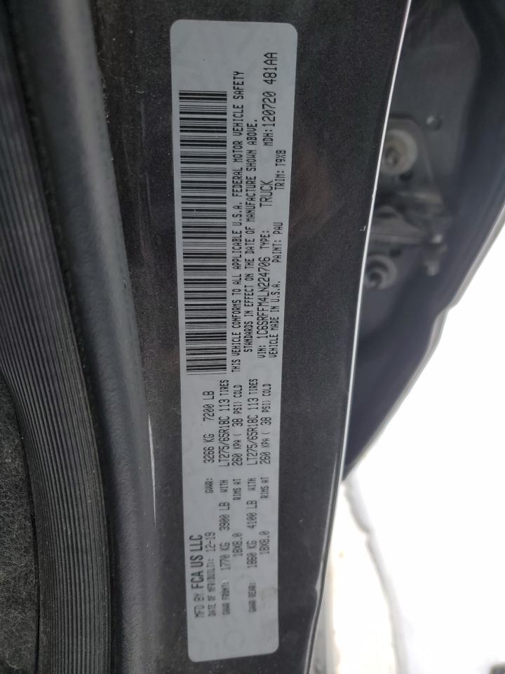 2020 RAM 1500 VIN 1C6SRFFM4LN224706 Copart auction photo, front end damage thumbnail 12