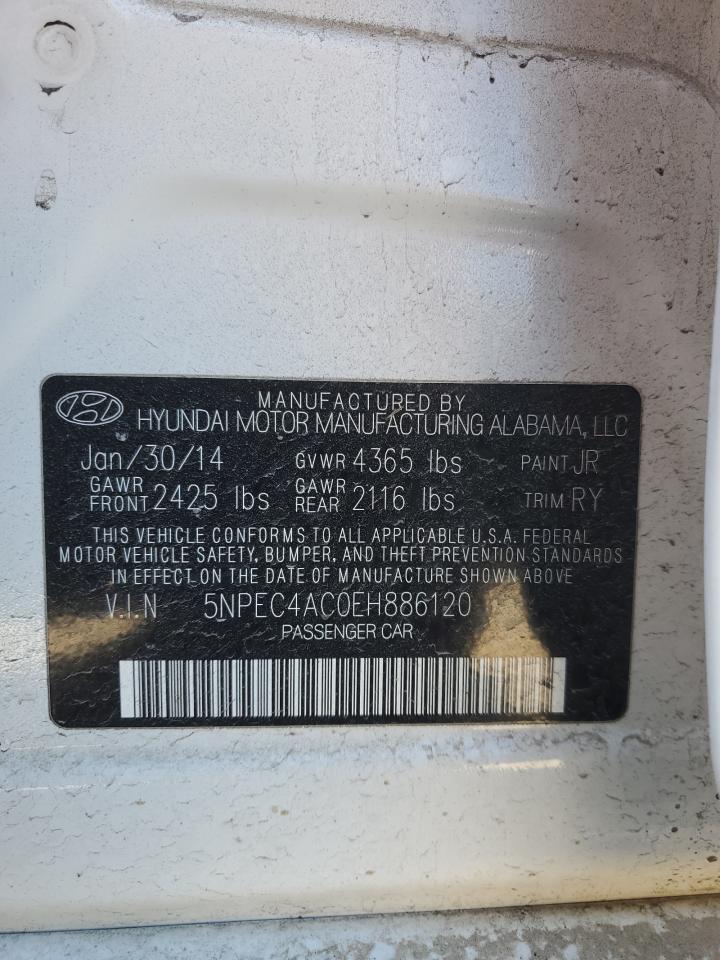 2014 Hyundai Sonata VIN 5NPEC4AC0EH886120 Copart auction photo, rear end damage thumbnail 12
