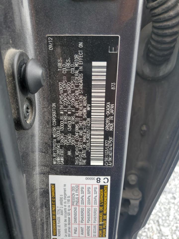 2013 Toyota 4Runner VIN JTEBU5JR8D5114338 Copart auction photo, rear end / side damage thumbnail 13