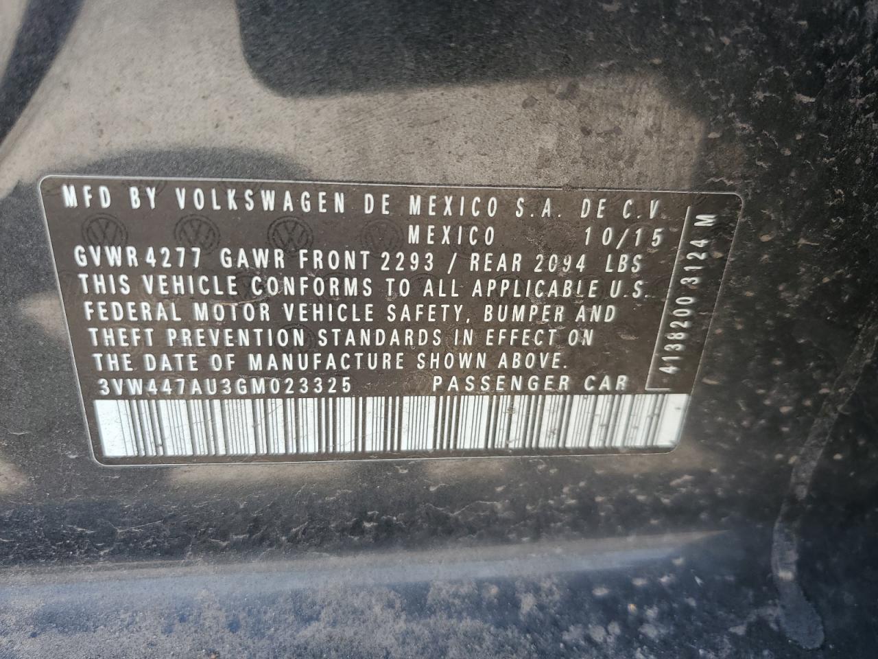 2016 Volkswagen GTI VIN 3VW447AU3GM023325 Copart auction photo, front end / rear end damage thumbnail 15