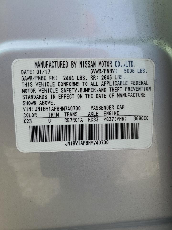 2017 Infiniti Q70 VIN JN1BY1AP8HM740700 Copart auction photo, front end damage thumbnail 13