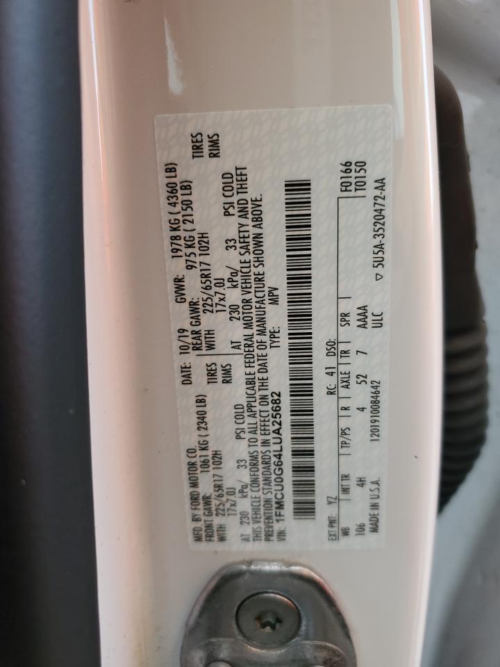 2020 Ford Escape VIN 1FMCU0G64LUA25682 Copart auction photo, front end damage thumbnail 14