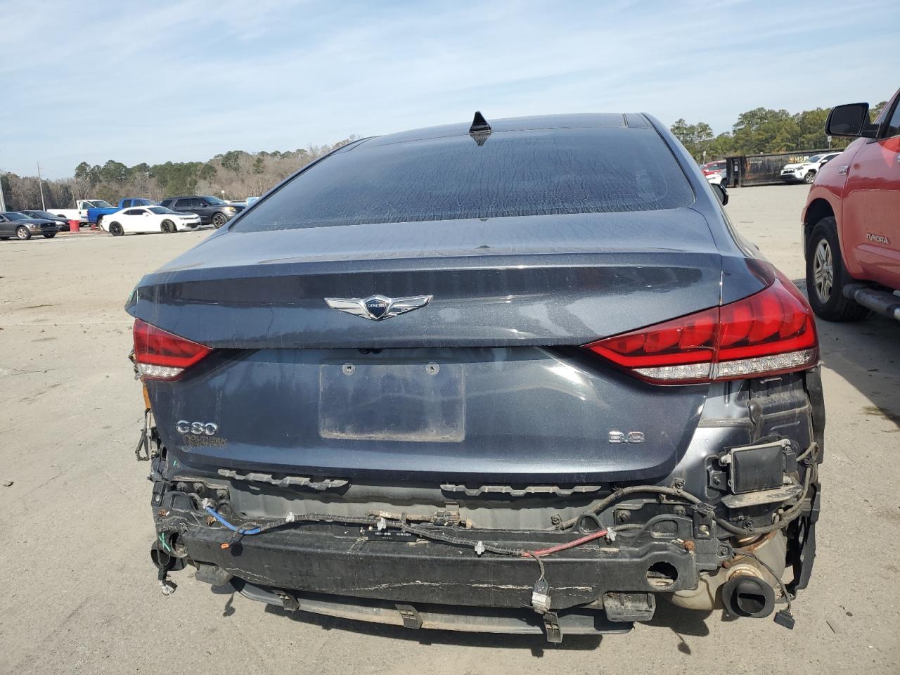 2017 Genesis G80 VIN KMHGN4JE2HU182477 Copart auction photo, rear end damage thumbnail 6