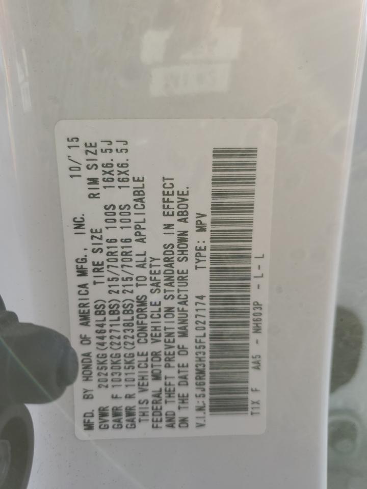 2015 Honda CR-V VIN 5J6RM3H35FL027174 Copart auction photo, front end / mechanical damage thumbnail 13