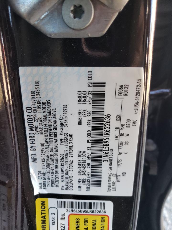2020 Lincoln MKZ VIN 3LN6L5B95LR622636 Copart auction photo, front end damage thumbnail 14