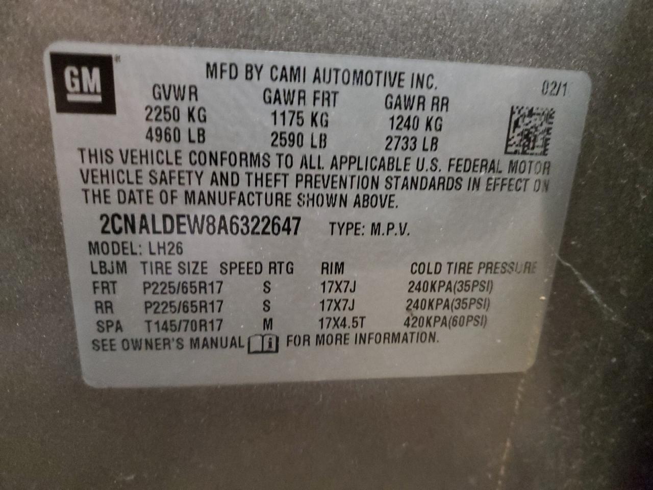 2010 Chevrolet Equinox VIN 2CNALDEW8A6322647 Copart auction photo, front end / side damage thumbnail 13